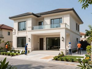 ترميم فيلا فاخرة في الكويت مع تجديد الواجهة والحديقة