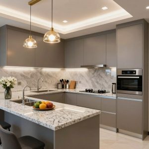 ترميم مطبخ حديث في سعد العبدالله مع خزائن وأجهزة عصرية