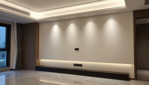 تكامل أعمال الديكور والكهرباء في مشروع سكني فاخر