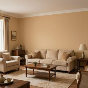 صالة تقليدية مطلية بدهان بدون ريحة بألوان دافئة