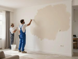 عمل صبغ داخلي احترافي لغرفة معيشة في الكويت