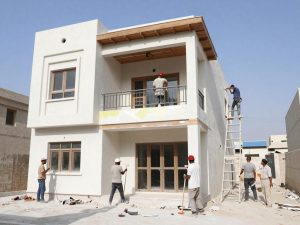 عملية ترميم منزل في سعد العبدالله مع تجديد الواجهة الخارجية