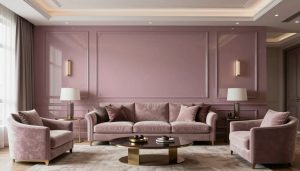 غرفة معيشة فاخرة مطلية بصبغ لامع بألوان عصرية