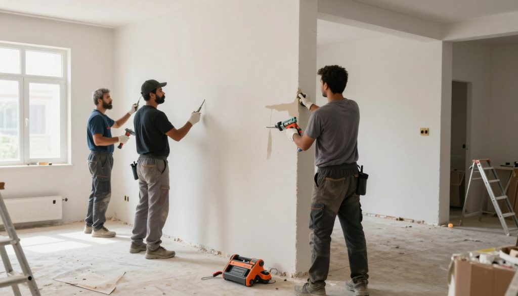 فريق ترميمات عامة سعد العبدالله أثناء العمل في مشروع ترميم منزل