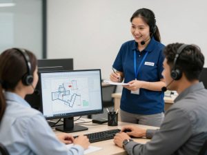 فريق خدمة العملاء من شركة لولو النجاح يقدم استشارات حول خدمات التكسير والهدم