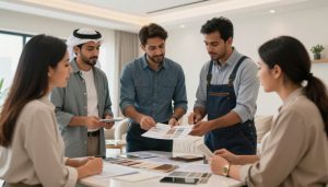 فريق مقاول ترميم الكويت يقدم استشارة للعميل