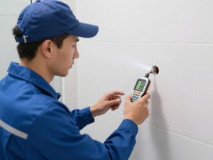 فني صحى حمامات ومطابخ يستخدم أجهزة متطورة لكشف التسربات