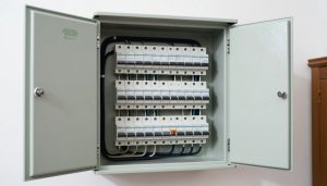 لوحة توزيع كهربائية حديثة تم تركيبها ضمن خدمات الكهرباء المنزلية في الكويت