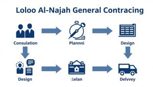 مراحل العمل في شركة مقاولات عامة لؤلؤة النجاح