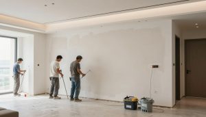 معالجة الخرّير للجدران في منزل كويتي حديث