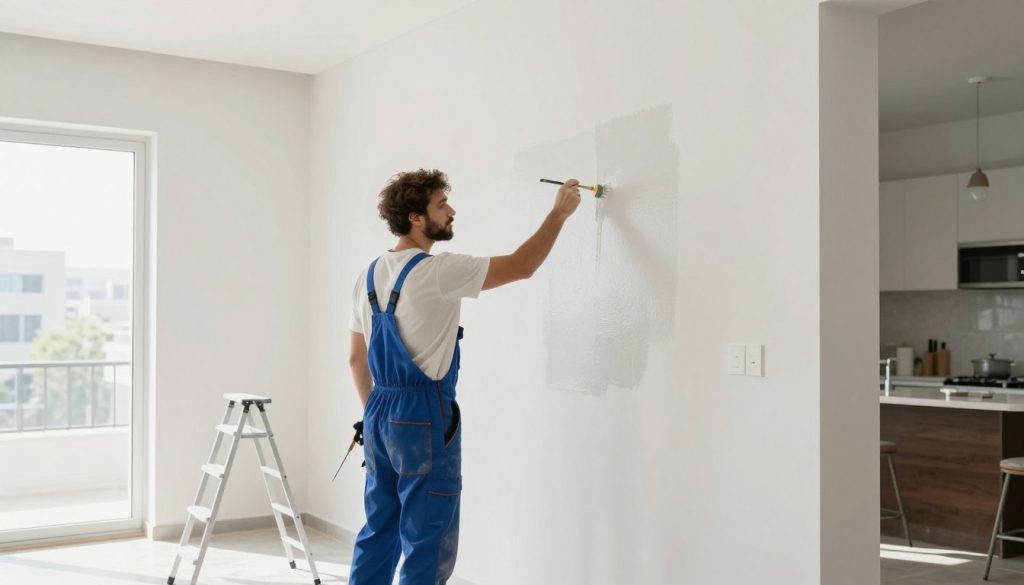 معلم صبغ داخلي وخارجي يقوم بأعمال دهانات احترافية في منزل بالكويت