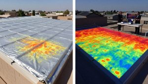 مقارنة بين سطح معزول وغير معزول تحت أشعة الشمس