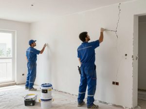 مقاول ترميم يقوم بإصلاح وتجديد جدران منزل في الكويت