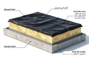 مقطع توضيحي لطبقات العزل المزدوج جيتاروف مع طربال حرير سعودي