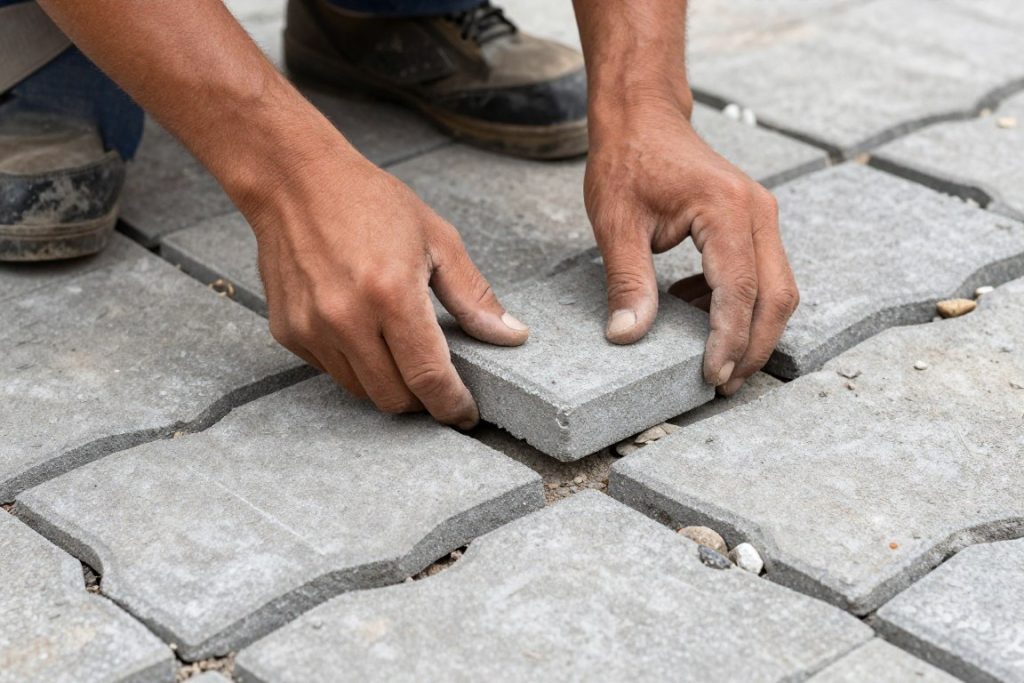 استبدال قطعة واحدة من الانترلوك التالف