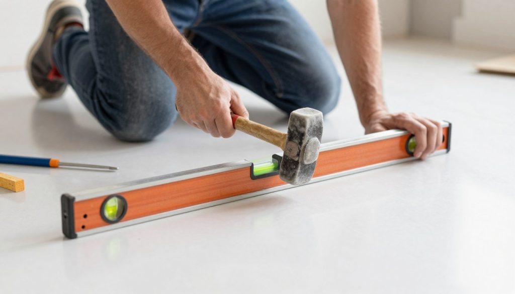 استخدام أدوات التسوية للحصول على سطح بورسلان مستوٍ تماما