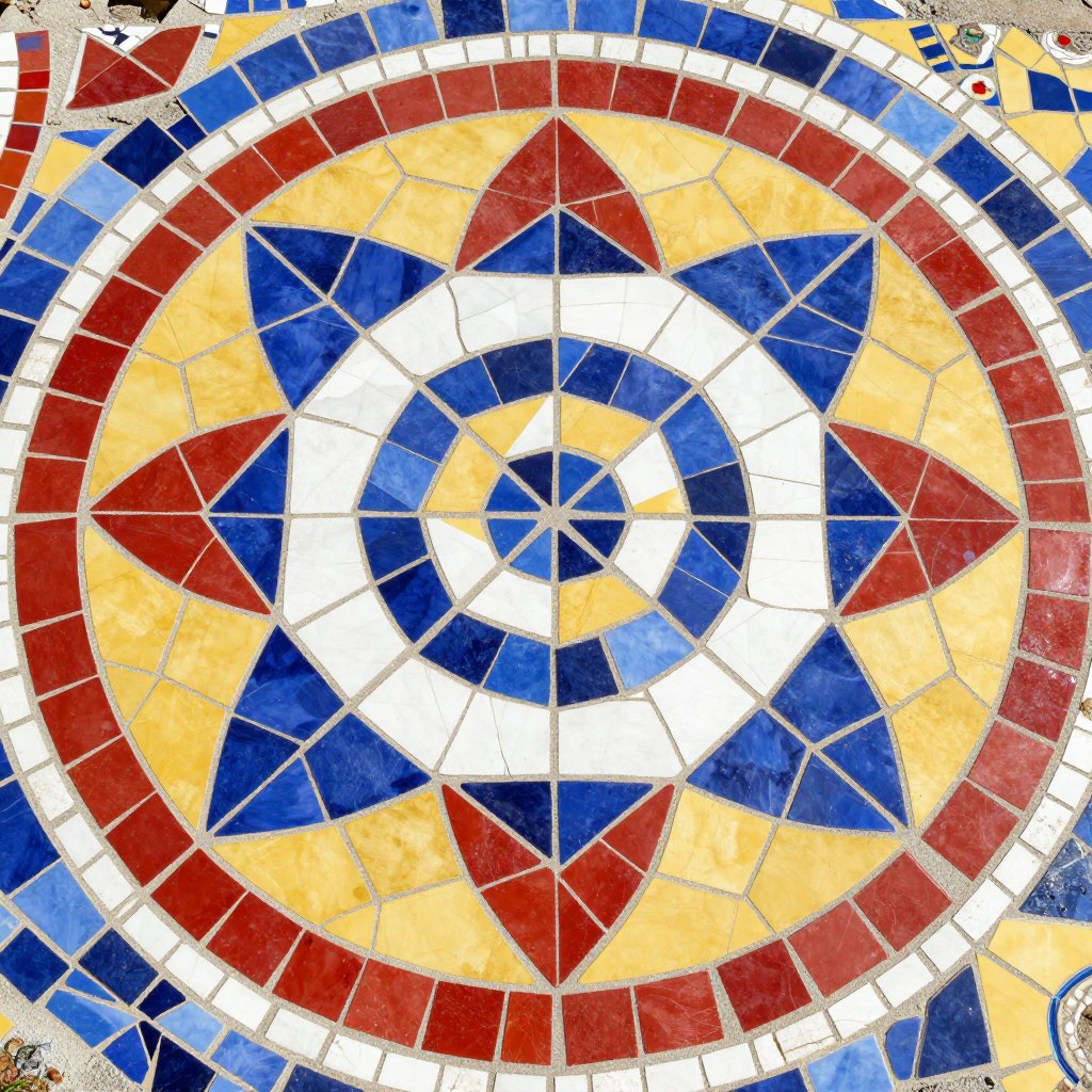 بلاط موزاييك بأشكال هندسية ملونة