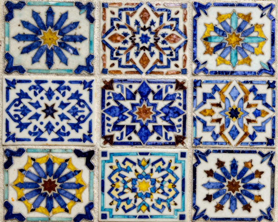 بلاط موزاييك سيراميك بأنماط هندسية