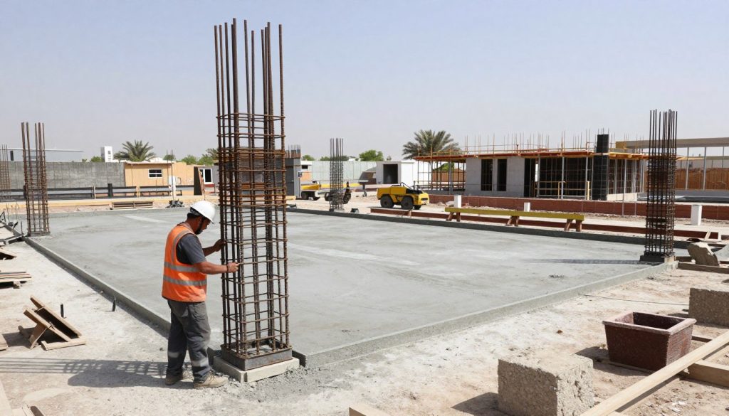 تجهيز موقع العمل لصب الخرسانة في الكويت