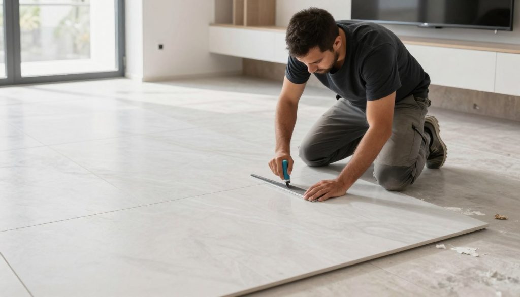 تركيب البورسلان بطريقة احترافية في منزل كويتي حديث