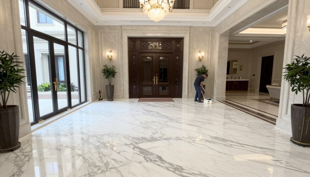 تركيب رخام في مدخل فيلا فاخرة