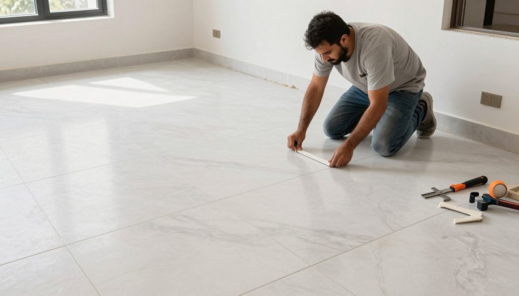 تركيب سيراميك حولي بواسطة معلم محترف في منزل عصري