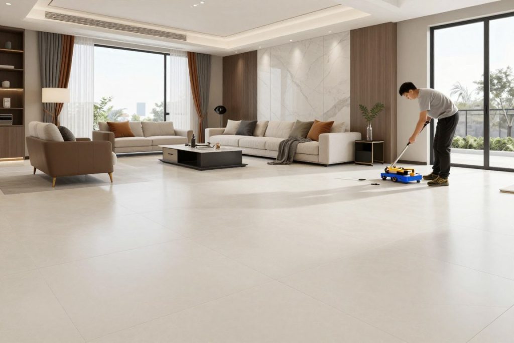 تركيب سيراميك في صالة منزل كويتي