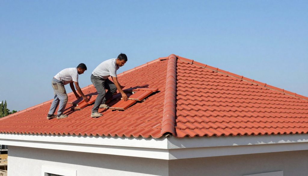 تركيب قرميد على سطح منزل في الكويت