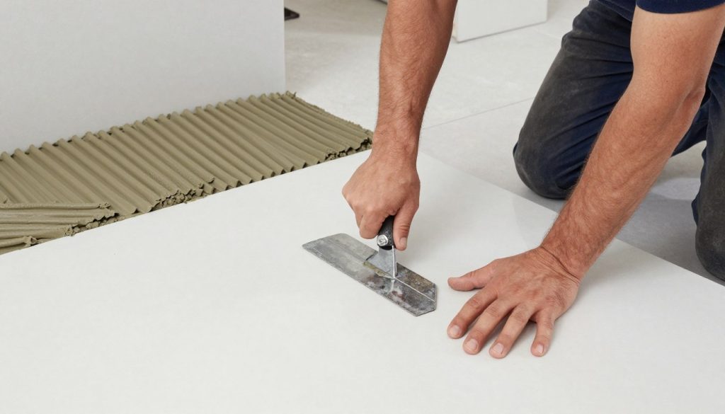 طريقة تركيب البورسلان بالغراء على سطح محضر بشكل صحيح