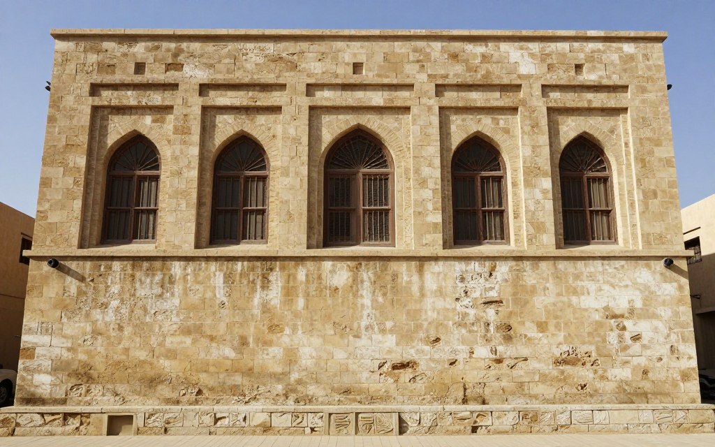 مبنى قديم بطابوق جيري يظهر المتانة عبر الزمن