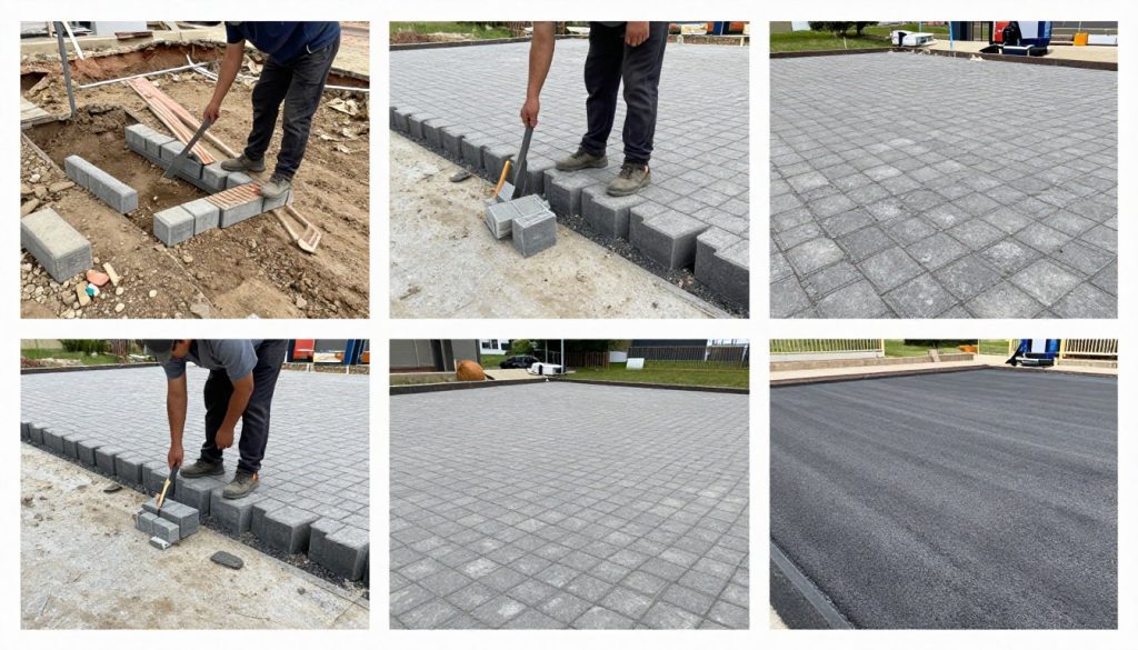 مراحل تركيب الانترلوك من الحفر إلى النتيجة النهائية