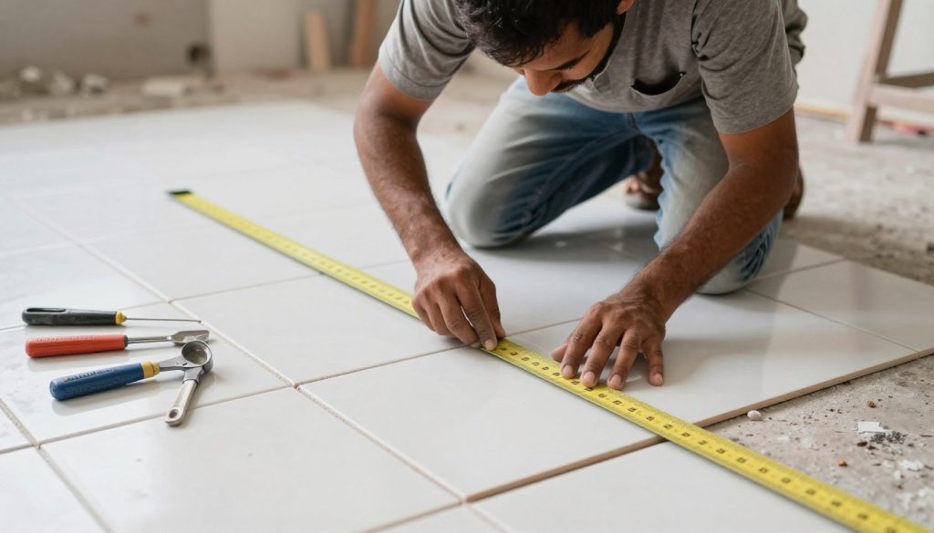 معلم سيراميك باكستاني يعمل على تركيب بلاط