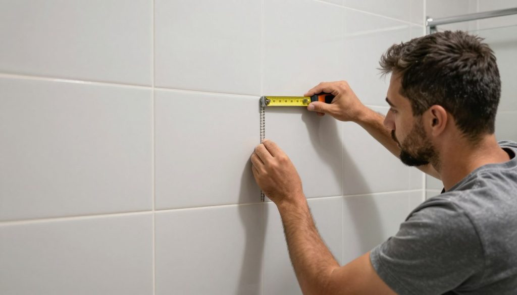 معلم سيراميك يقوم بتركيب سيراميك حولي للأرضيات والجدران