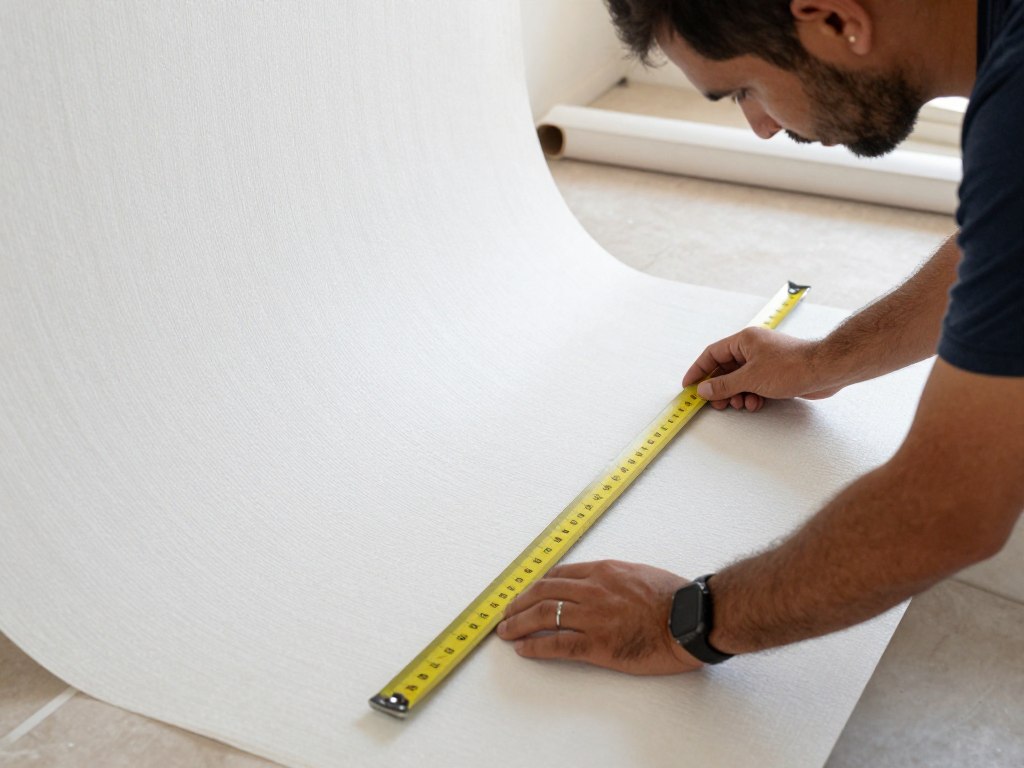 معلم ورق جدران محترف يعمل على تركيب ورق حائط