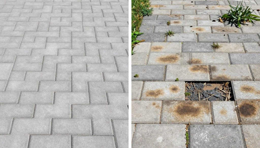 مقارنة بين انترلوك تمت صيانته وآخر مهمل