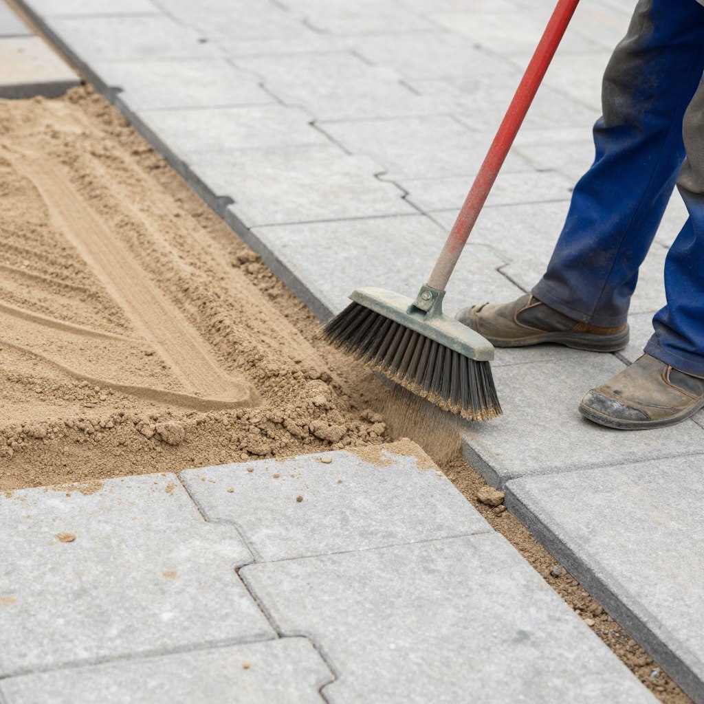 ملء فواصل الانترلوك بالرمل