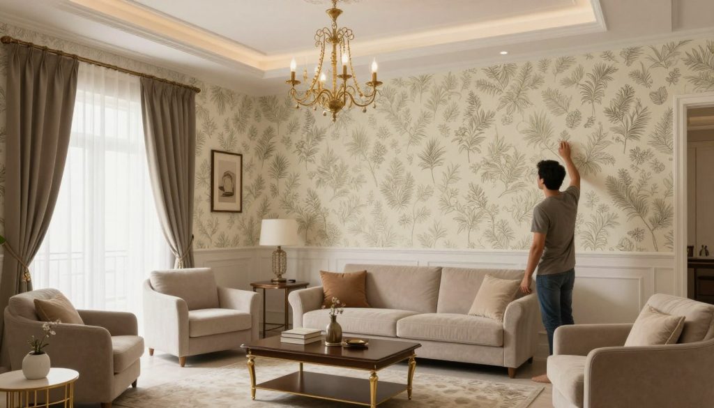 منزل كويتي جميل مع تركيب ورق جدران احترافي