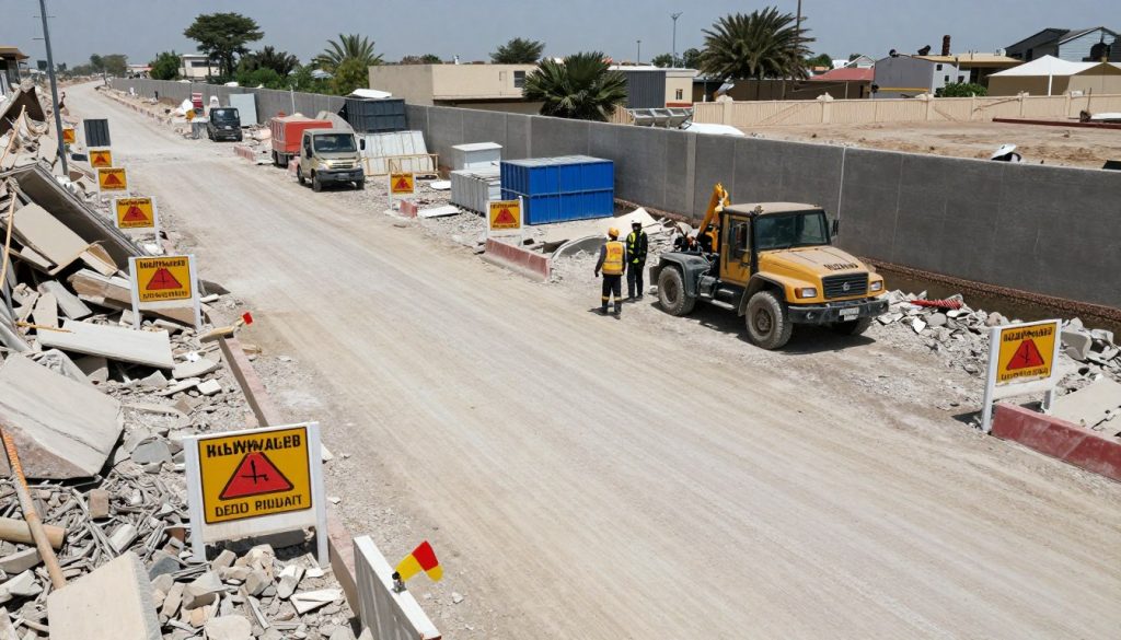 موقع تكسير طوفه آمن ومنظم مع تطبيق معايير السلامة