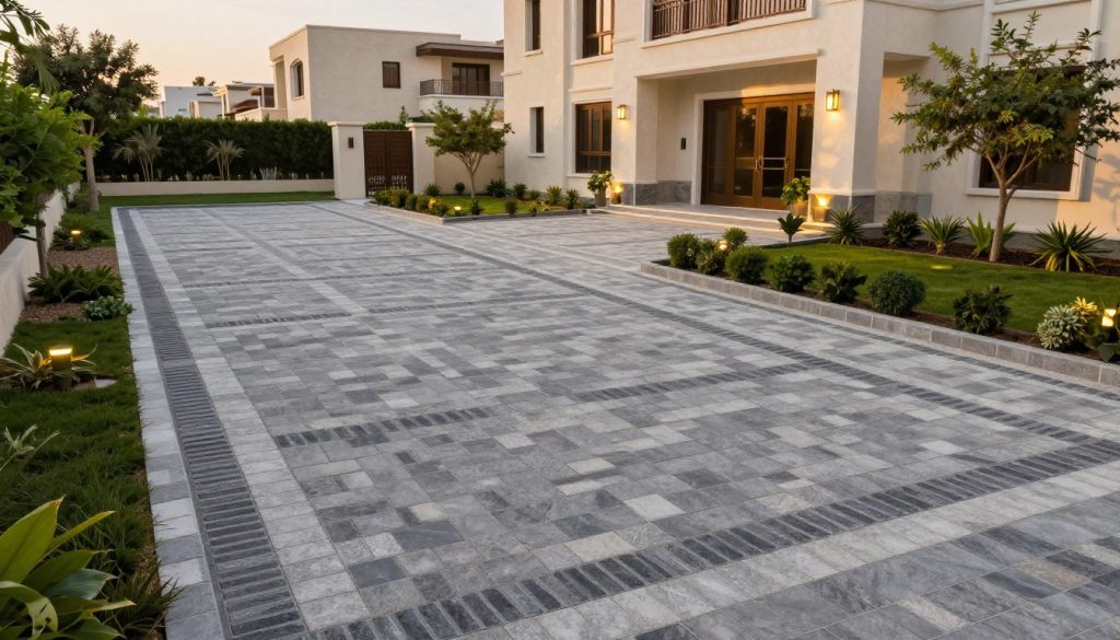 نتيجة نهائية مميزة لمشروع انترلوك في فيلا كويتية