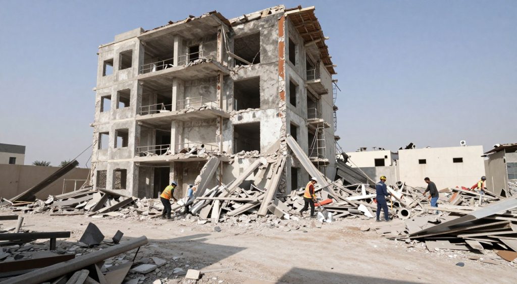 تنظيف موقع بعد أعمال الهدم والتكسير