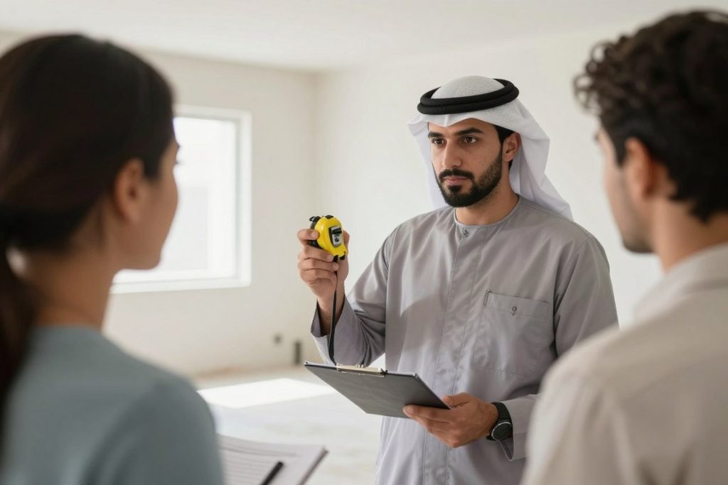 فني تكسير يعاين موقع العمل ويحدد منطقة الإزالة