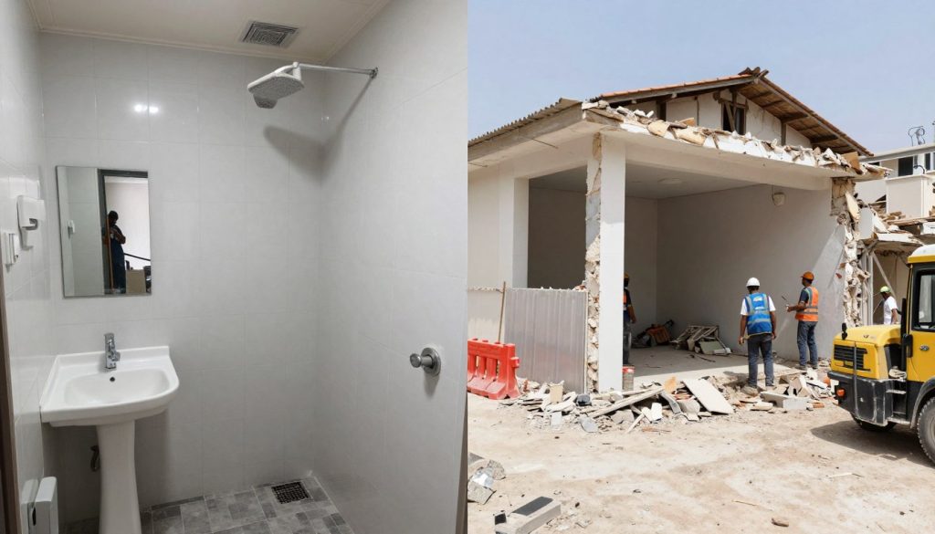 مقارنة بين أعمال التكسير السكنية والتجارية في الكويت