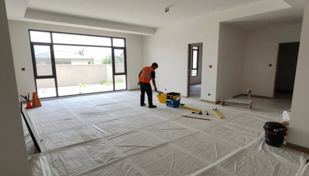 مقاول تكسير الرحاب لخدمات الهدم والتجديد الداخلي 3 مقاول تكسير الرحاب أثناء تجهيز موقع عمل داخل منزل
